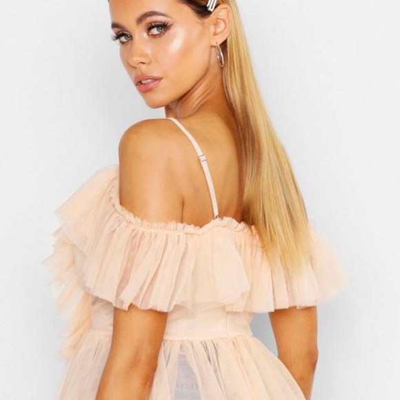 COPY - Boohoo Mesh Organza Ruffle Layered Peplum - Picture 3 of 3